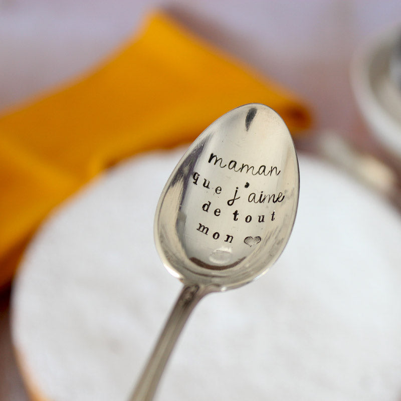 Cuillère gravée maman que j'aime de tout mon cœur