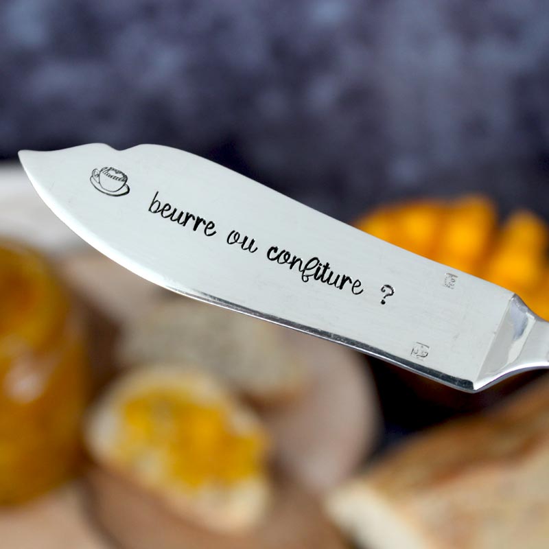 Couteau à beurre gravé "beurre ou confiture ?"